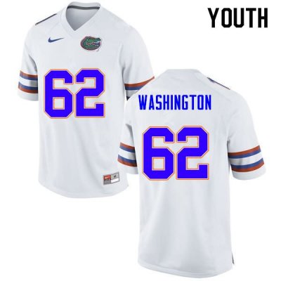 Youth Florida Gators #62 James Washington NCAA Nike White Authentic Stitched College Football Jersey ELU4162GT